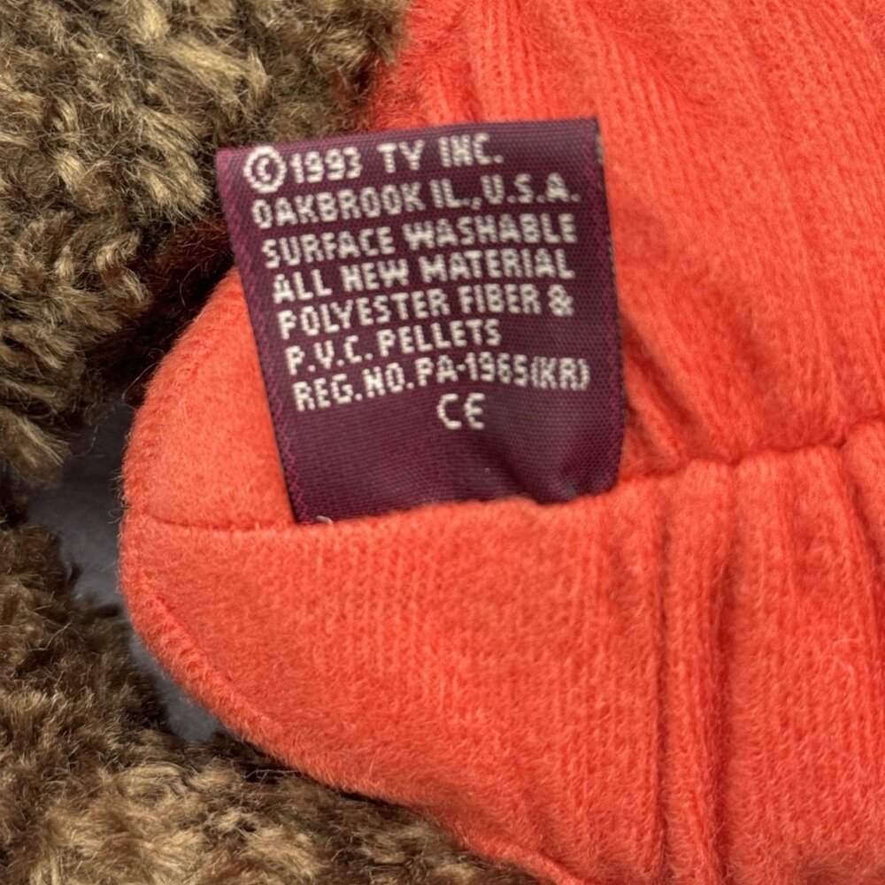 Peter Brown Bear Pumpkin Halloween Attic Treasures Plushie TY 1993 Posable 8" - Picture 12 of 12